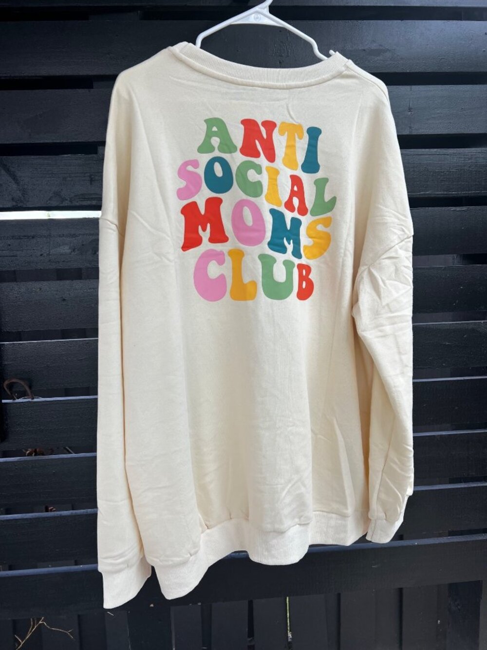 NWT "anti social moms club" graphic print sweater butter yellow oversaized 2XL